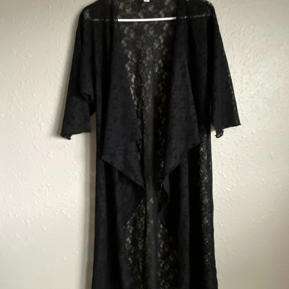 Solid Black Lace Duster Layering Piece (Lularoe) - image 3